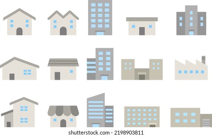 Simple Building Icons Set Vector Stock Vector (Royalty Free) 2198903811 ...