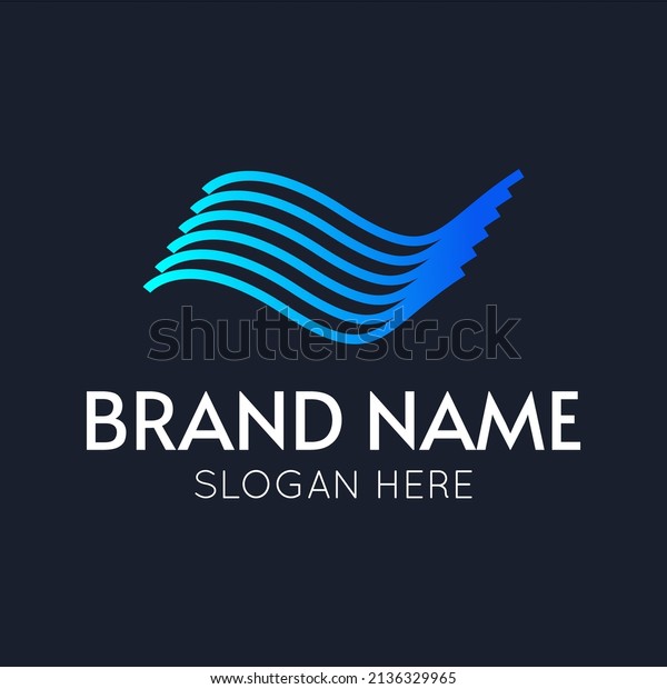 Simple Cool Gradient Wing Wave Vector Stock Vector (Royalty Free