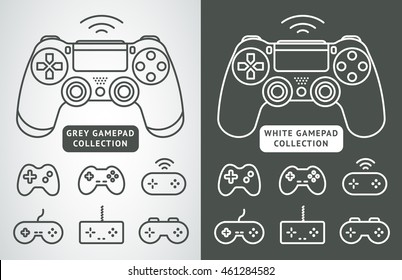 Simple vector gamepad icon set. Joypad, joystick illustration isolated on white background. Simple game elements Stock Vector