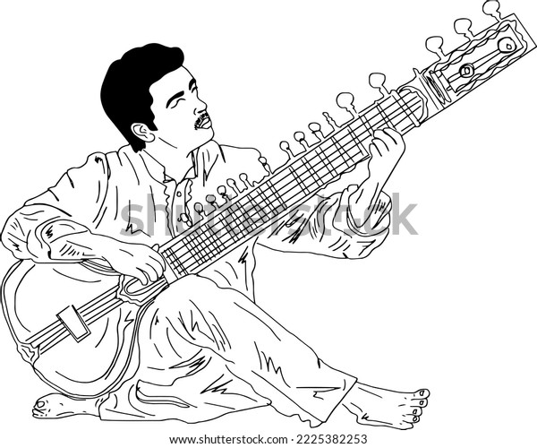 Sitar Player Vector Illustration Indian Music Stock Vector (Royalty