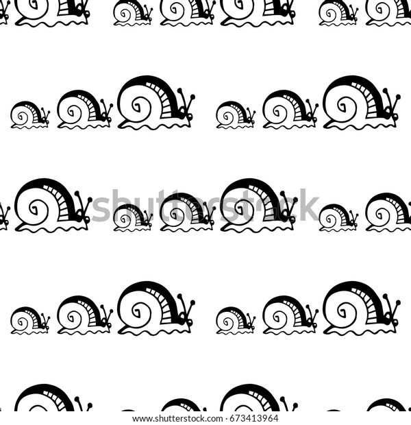 Snail Race Cartoon Pattern Thin Line Stock Vector (Royalty Free