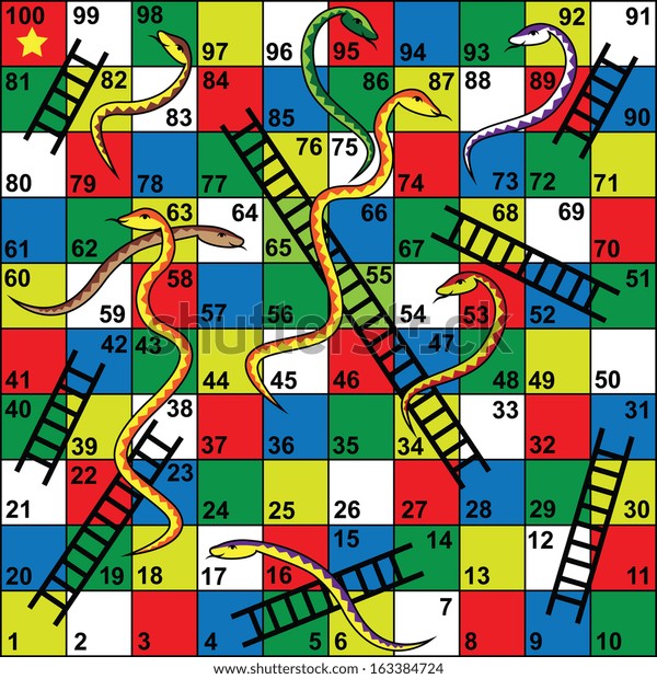 Jogo de tabuleiro snakes and ladders para atividade educacional