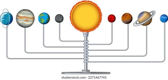 Solar system with planets model illustration 庫存向量圖