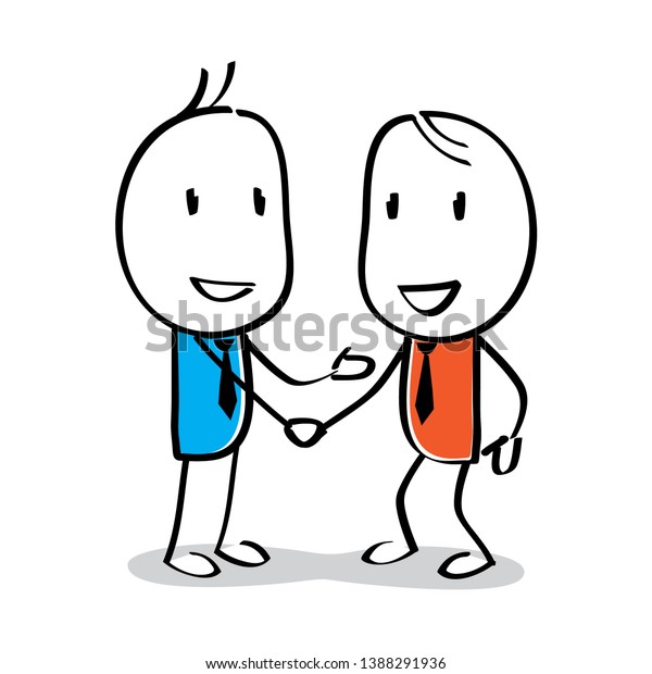Stick Figure Contract Collaboration Agreement Friends: vector de stock ...