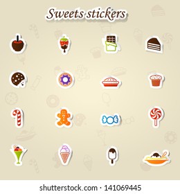 Sweets Stickers Icon Set Stock Vector (Royalty Free) 141069445 ...
