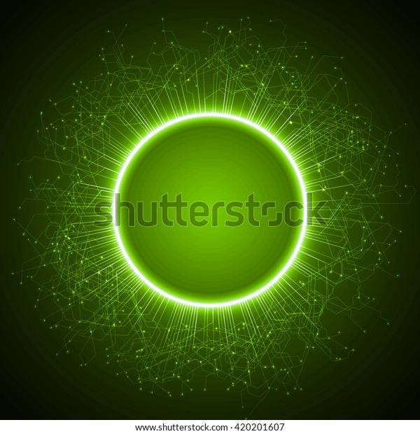 Technology Abstract Energy Ring Lines Green Stock Vector (Royalty Free ...