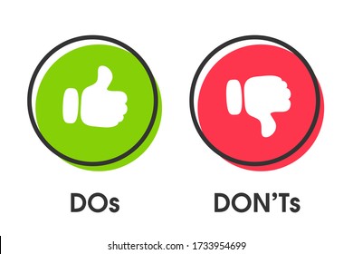 The thumb symbol holds up and down. For activities that do or don't do Isolated on white background. Stock Vector