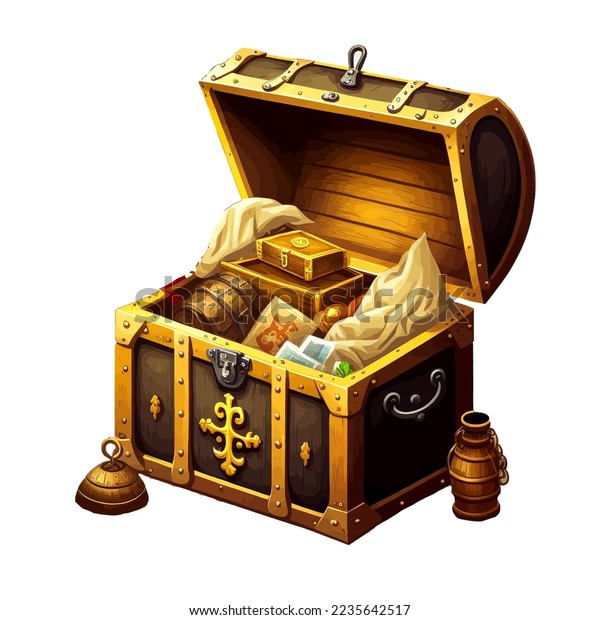 Treasure Chest Illustration Isolated White Background Stock Vector ...