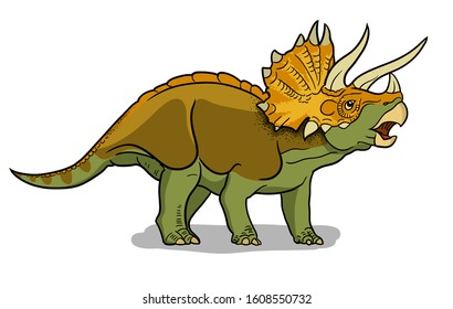 Triceratops dinosaur vector illustration in cartoon style. Stock Vector