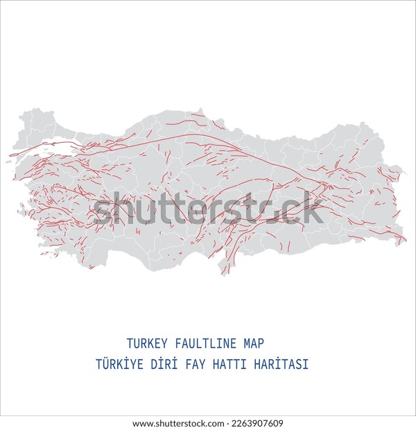 Turkey Faultline Map Vector Turkey Earthquake Stock Vector (Royalty Free) 2263907609 Shutterstock