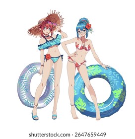 アニメスタイル 水着 女性キャラクター 絵画 水着 アニメ」の242点のロイヤリティフリー画像、写真素材、絵