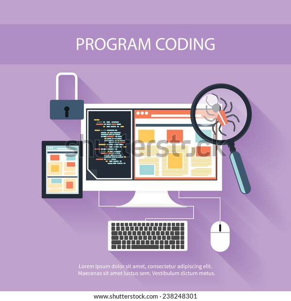 User Programming Coding Flat Design Stylish Stock Vector (Royalty Free ...