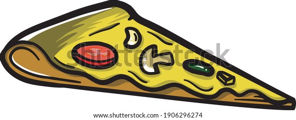 Vector Cartoon Slice Pizza Cheese Vegetables Stock Vector (Royalty Free ...