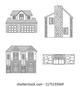 Vector Design Building Front Icon Set Stock Vector (Royalty Free ...