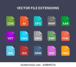 Vector File Extensions Flat Colored Vector Stock Vector (Royalty Free ...