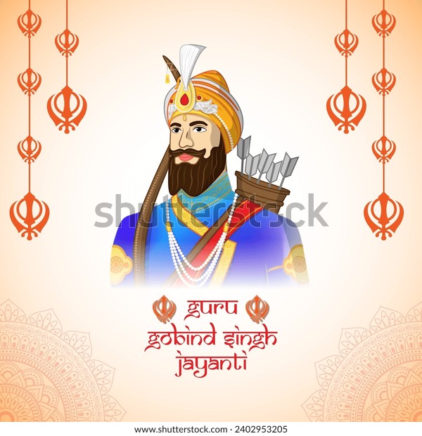Vector Illustration Happy Guru Gobind Singh Stock Vector (Royalty Free ...