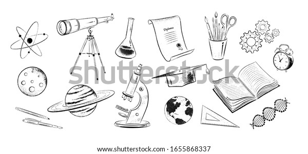 Vector Illustration Set Science Objects Isolated Stock Vector (Royalty ...