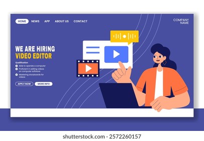 Vector Illustration Video Editing Software Templates Stock Vector