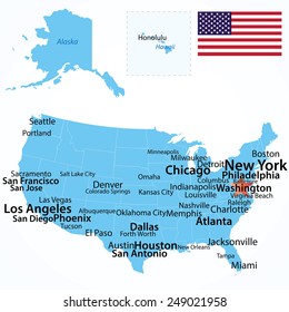 Vector Map Usa Largest Cities Carefully Stock Vector (Royalty Free