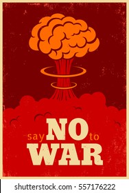 原爆投下のベクタービンテージ「戦争にノーと言え」ポスター。核