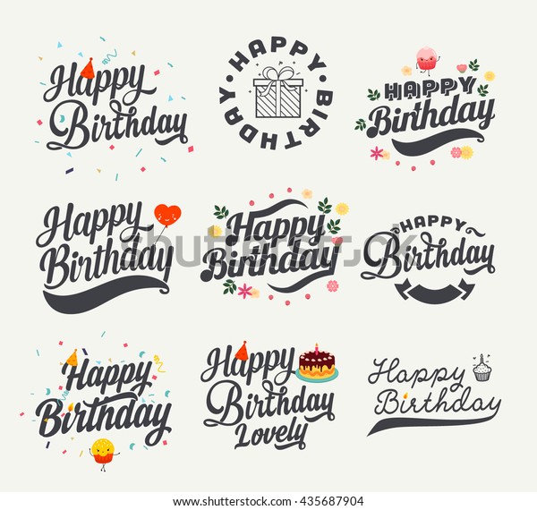 Vintage Happy Birthday Calligraphic Typographic Background Stock Vector