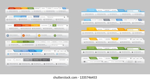 웹 사이트 탐색 메뉴 템플릿 컬렉션 스톡 벡터