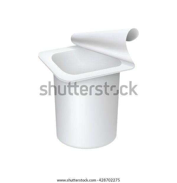 Yogurt Container Mockup Realistic Opened Plastic Stock Vector (Royalty