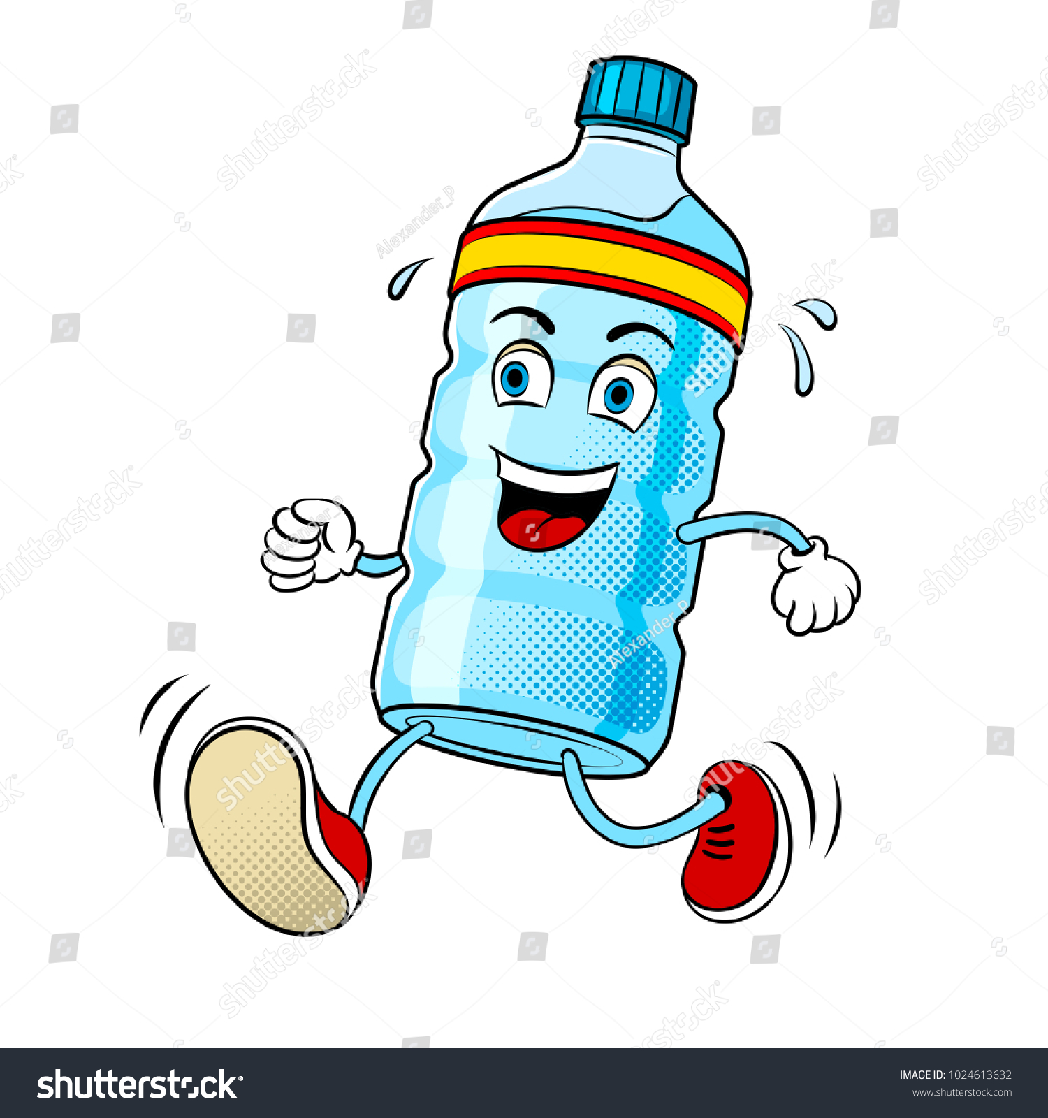 Bottle Water Run Pop Art Retro Stock Vector (Royalty Free) 1024613632
