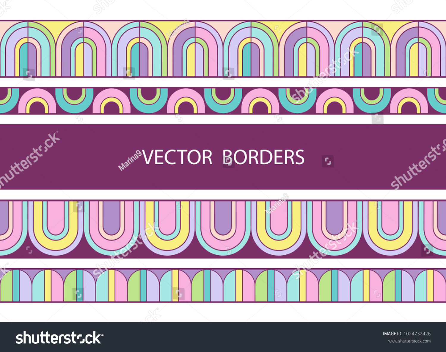 Geometric Borders Vector Seamless Pattern Set Stock Vector (Royalty