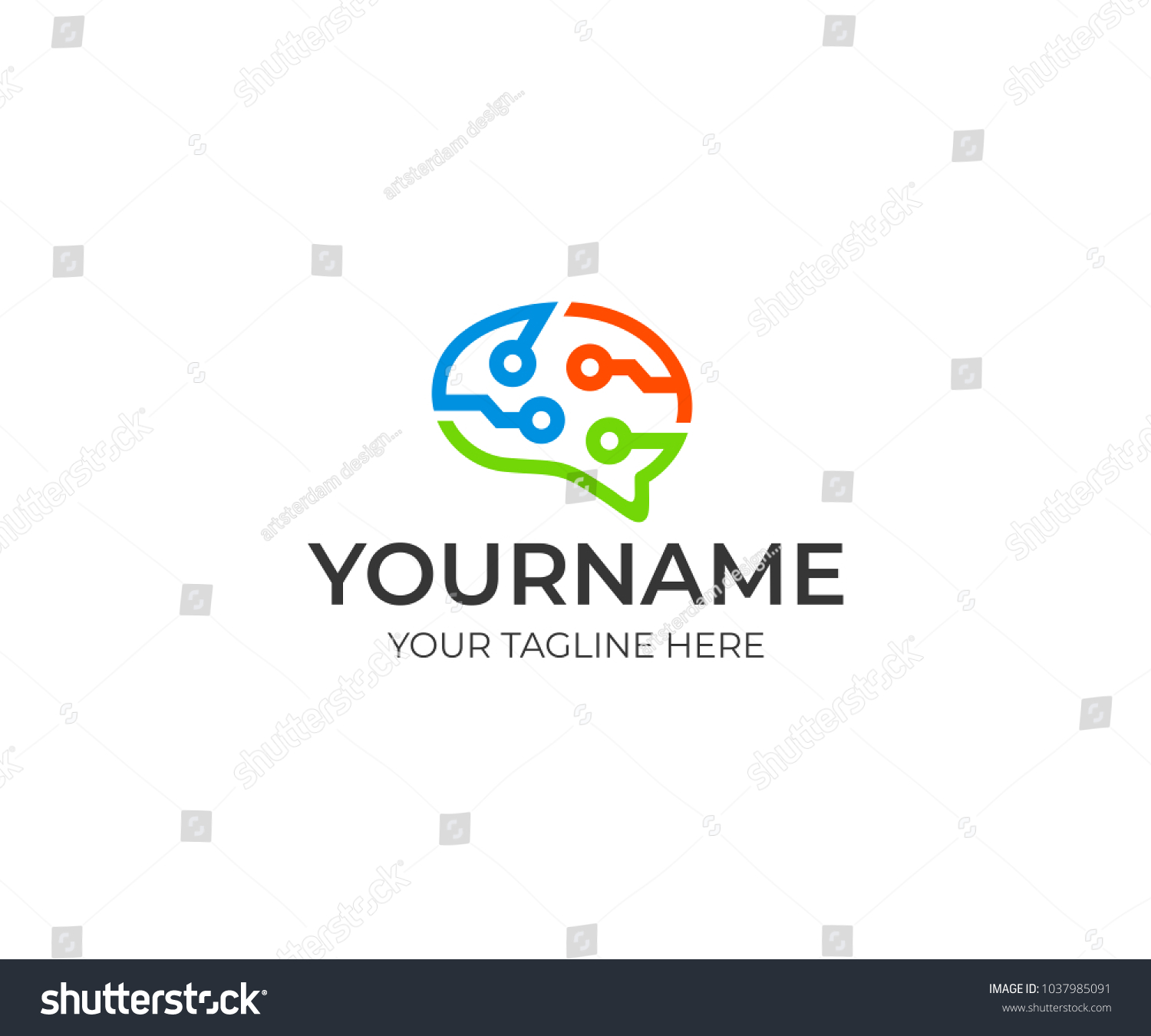 Brain Circuit Technology Colorful Logo Template Stock Vector (Royalty ...