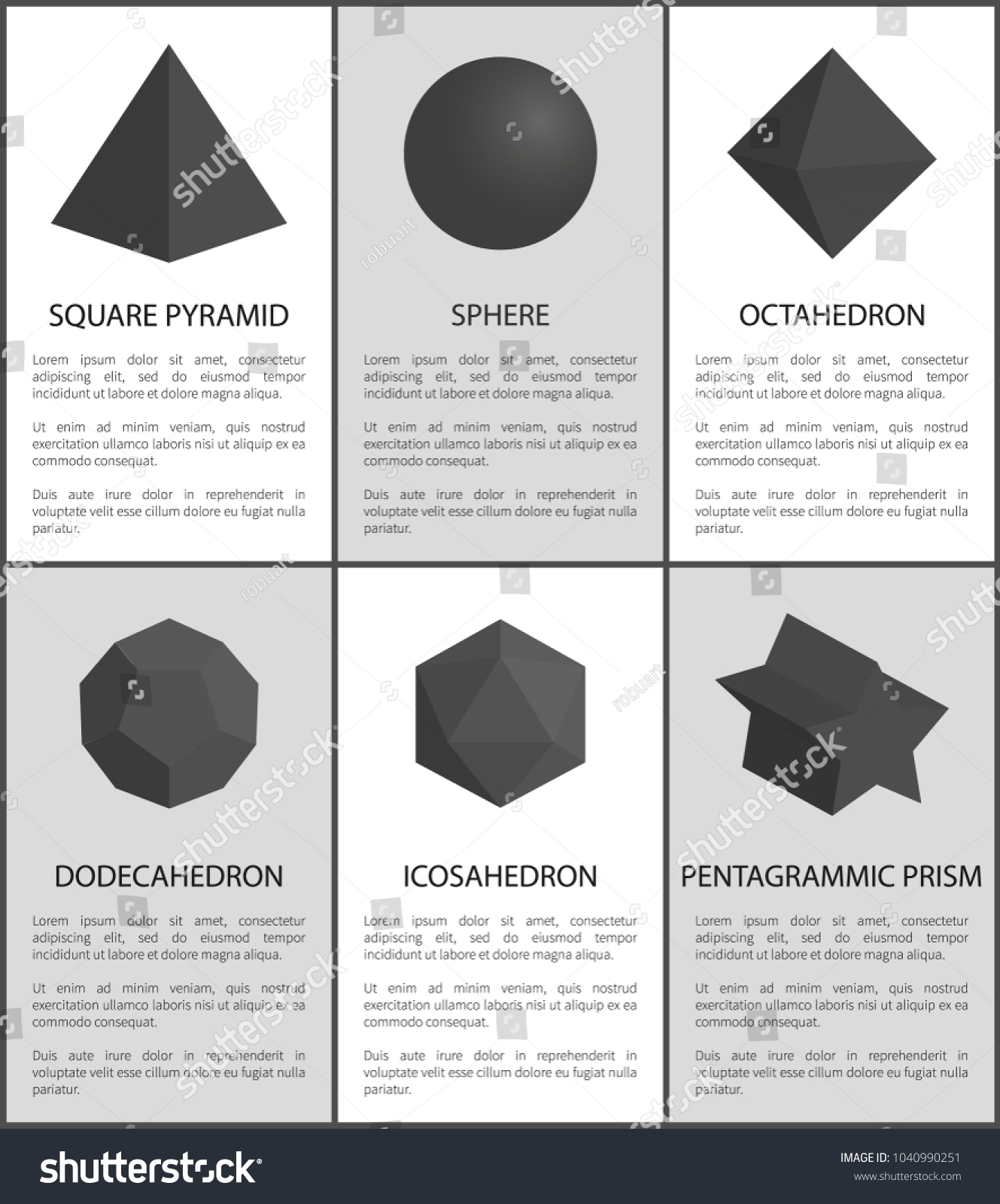 Sphere Octahedron Pentagrammic Prism Figures Dodecahedron Stock Vector ...