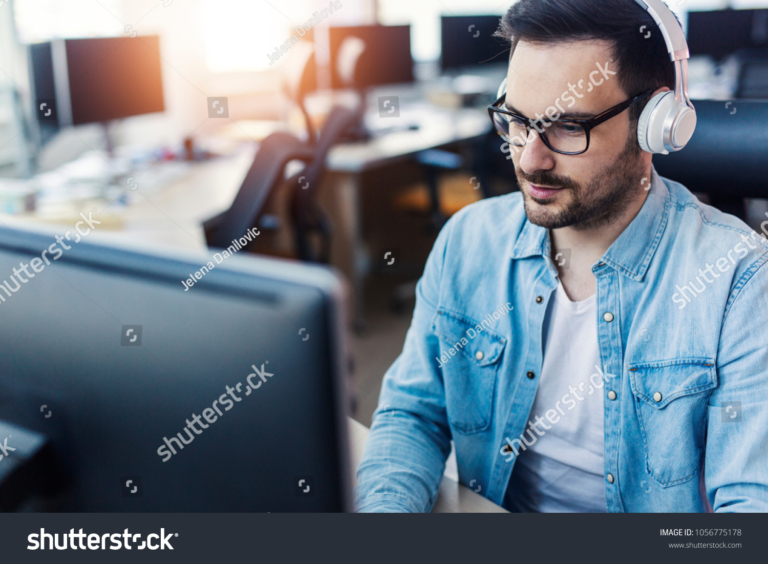 Modern Young Ambitious Programmer Working Hard Stock Photo 1056775178 ...