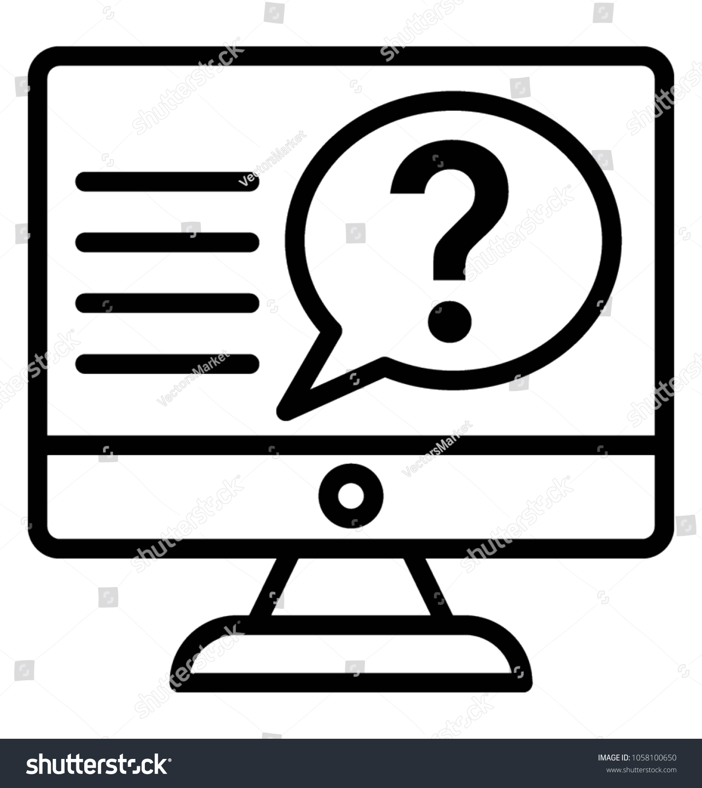 Monitor Question Mark Bubble Concept Online Stock Vector (Royalty Free