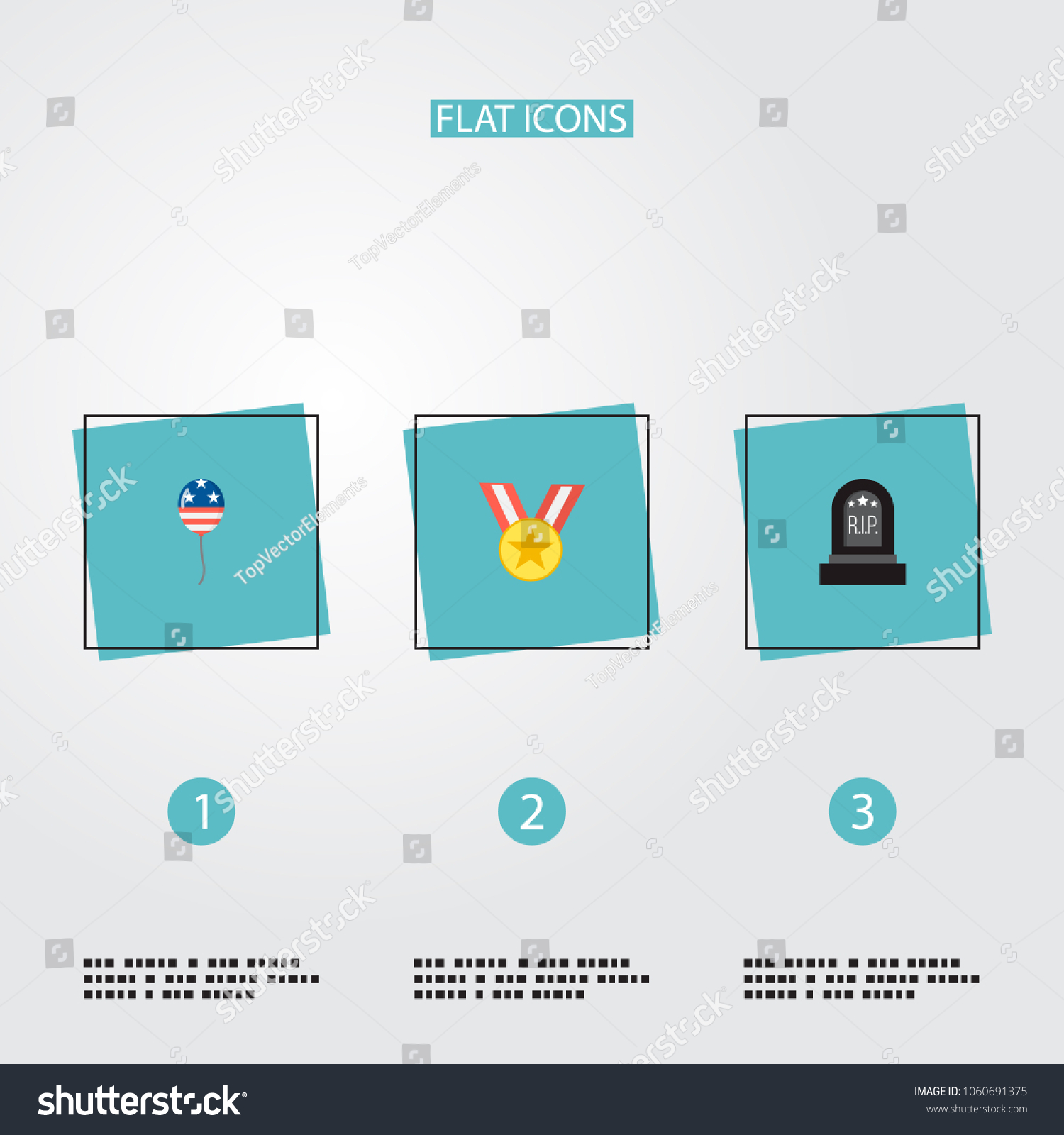 Set Memorial Icons Flat Style Symbols Stock Vector (Royalty Free