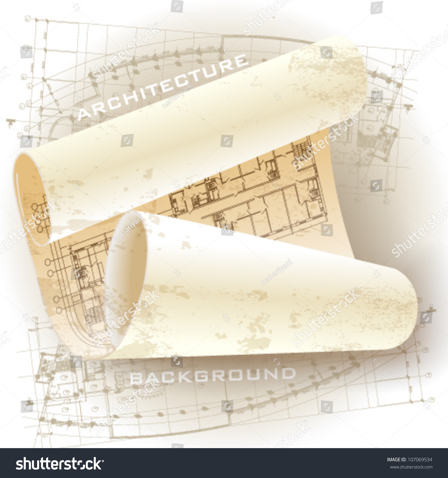 Grunge Architectural Background Rolls Drawings Vector Stock Vector ...