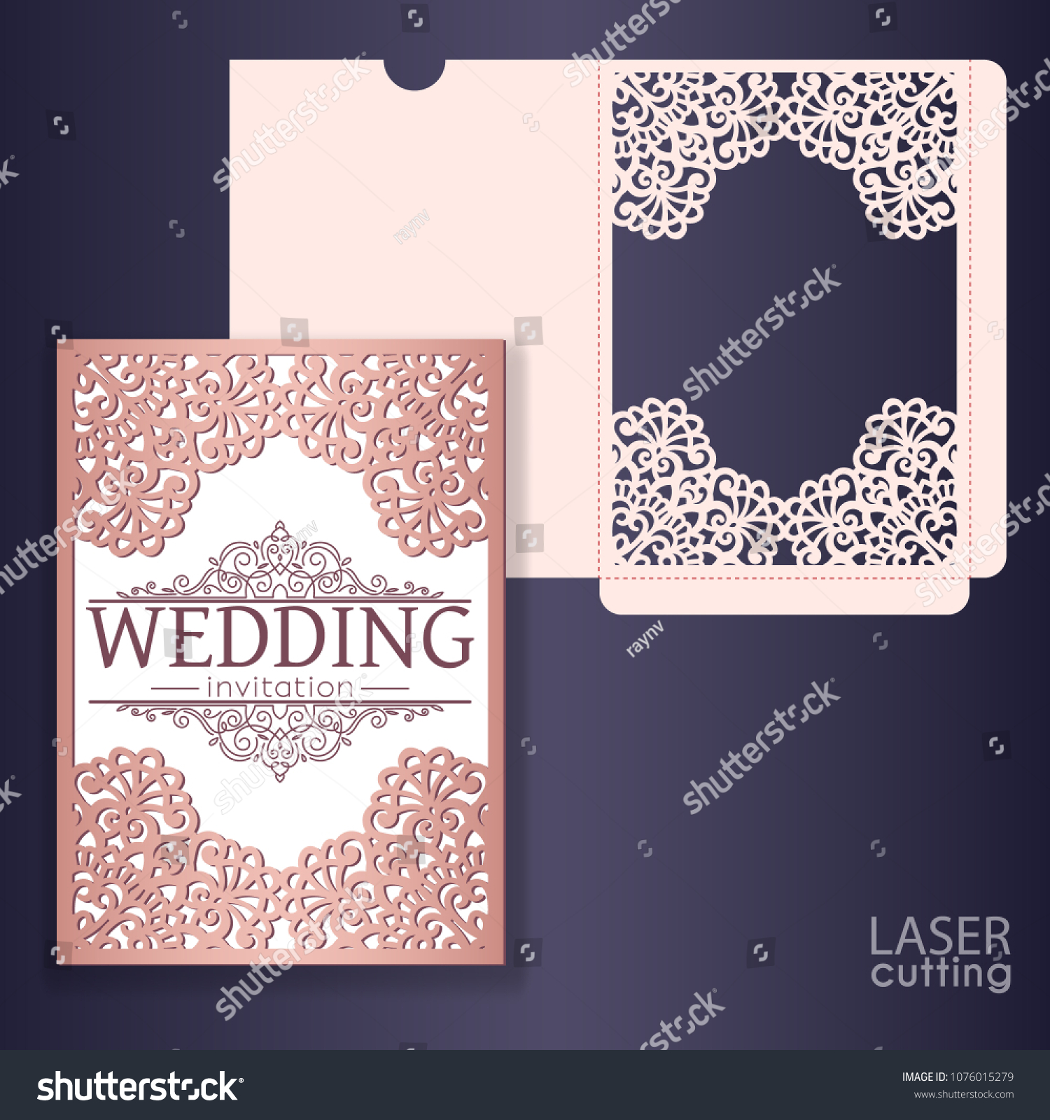 Laser Cut Wedding Invitation Card Template Stock Vector (Royalty Free