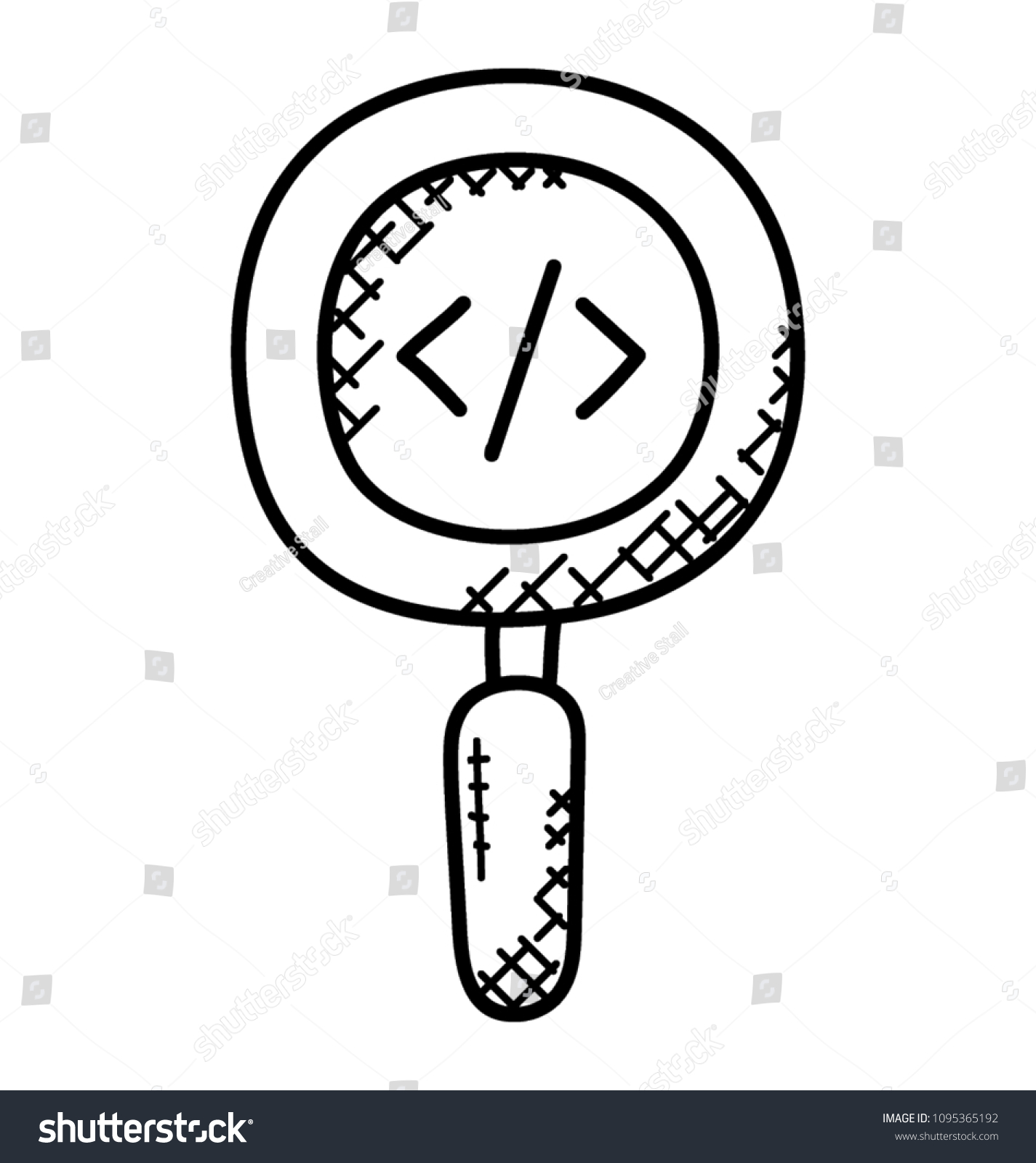 Magnifier Html Code View Page Source 스톡 벡터(로열티 프리) 1095365192