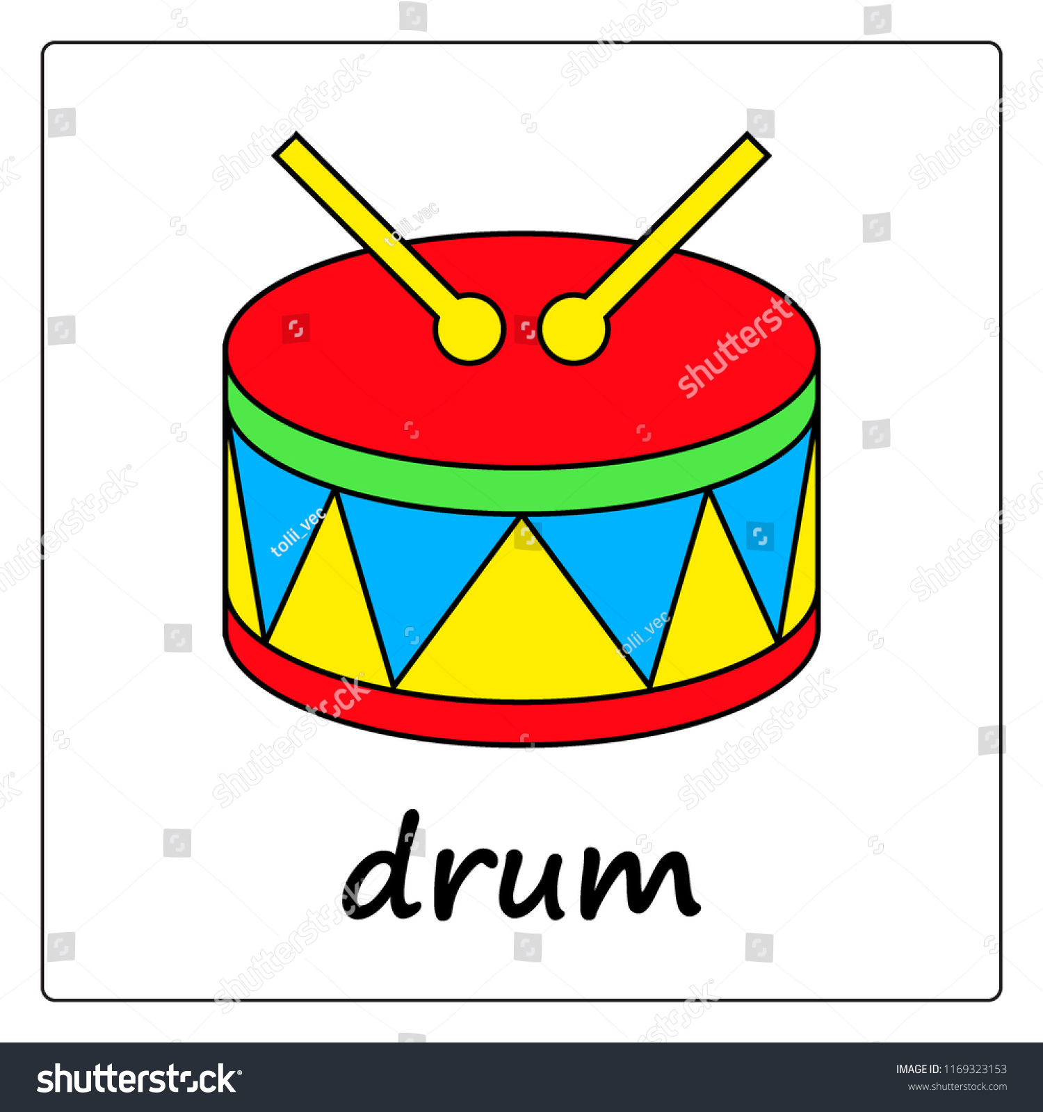 Drum Card Worksheet Children Education Game Stock Vector Royalty Free drum-card-worksheet-children-education-game-stock-vector-royalty-free