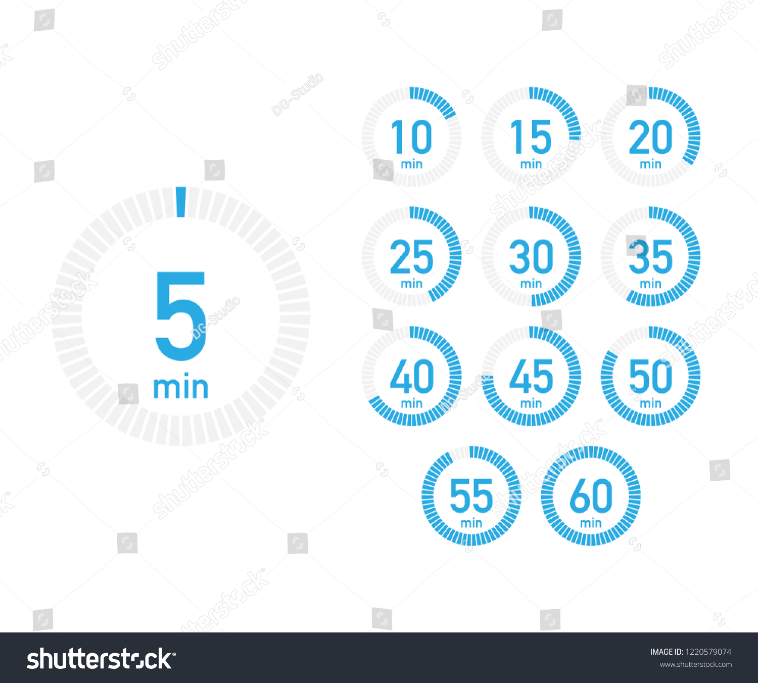 Digital Countdown Timer Five Minutes Interval Stock Vector (Royalty Free) 1220579074 Shutterstock