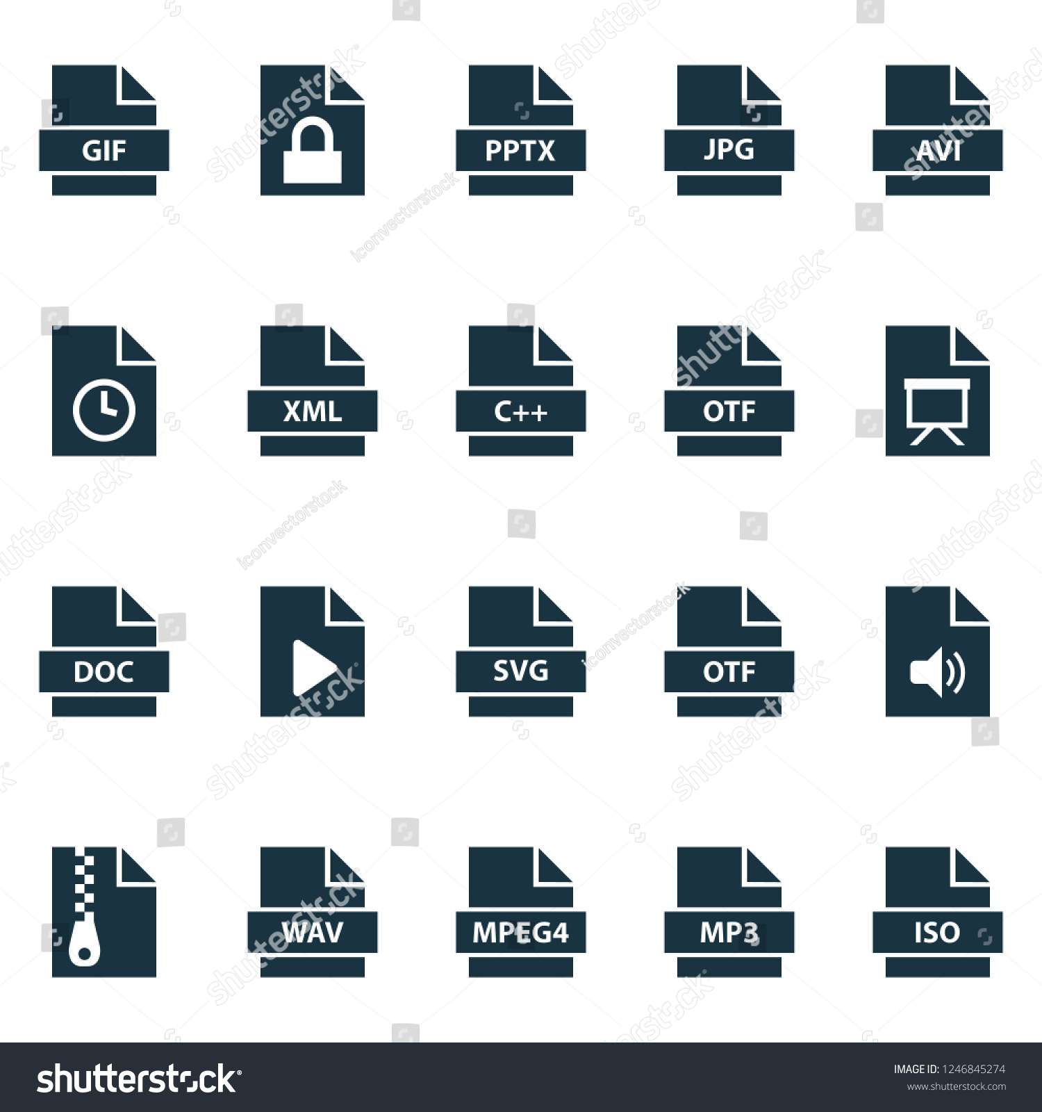 Types Icons Set Data Script Text Stock Vector (Royalty Free) 1246845274 ...