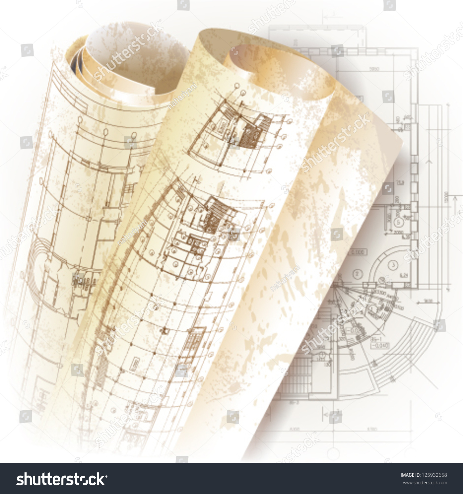 Grunge Architectural Background Rolls Drawings Your Stock Vector ...