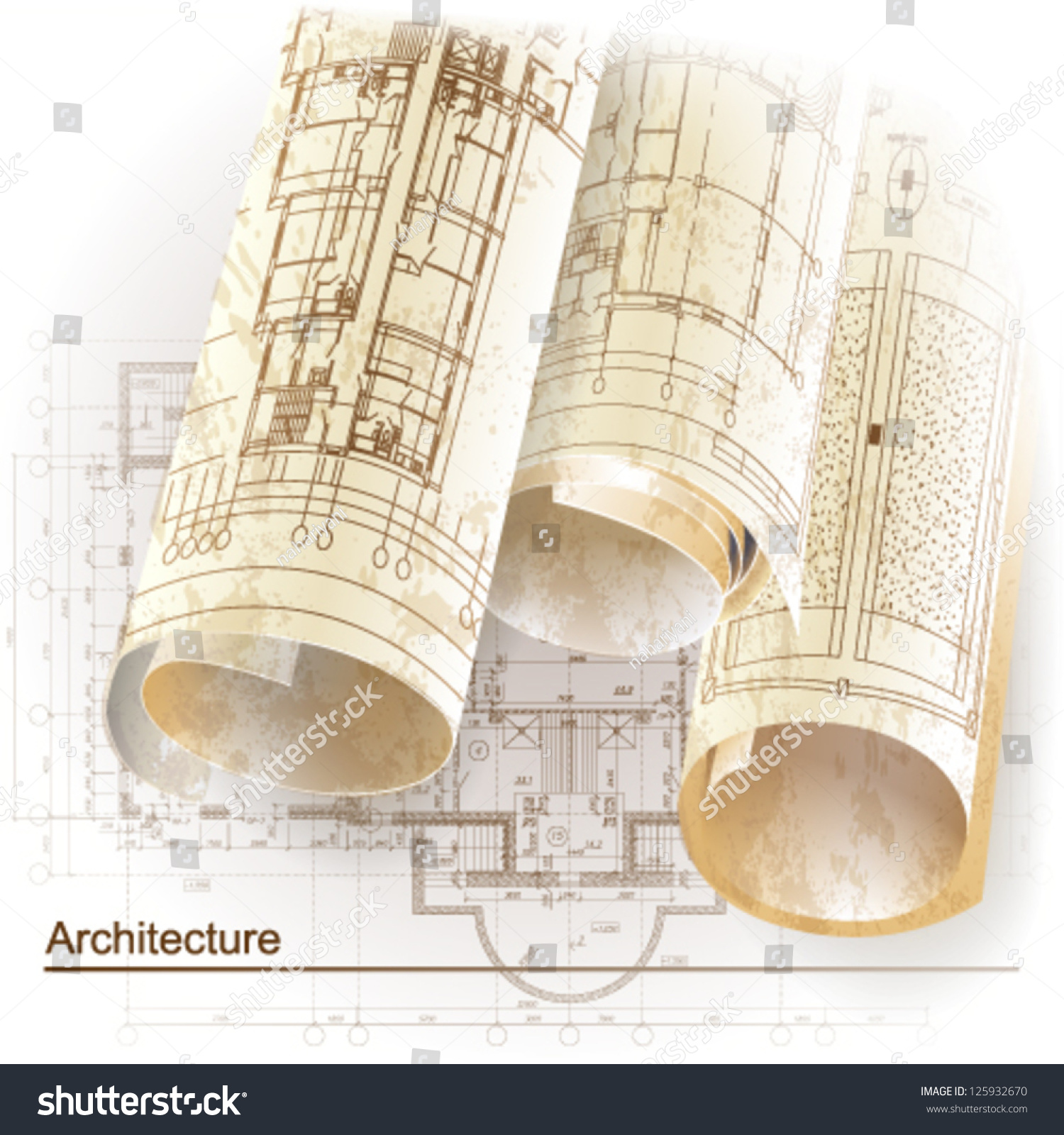 Grunge Architectural Background Rolls Drawings Your Stock Vector ...