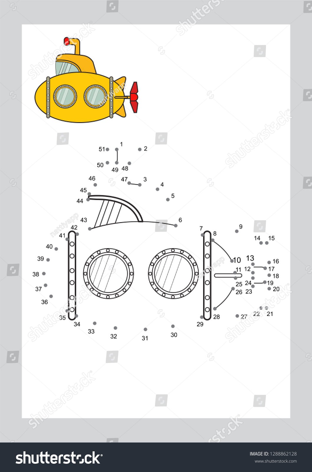 Connect Dots Game Coloring Pages Learning Stock Vector (Royalty Free