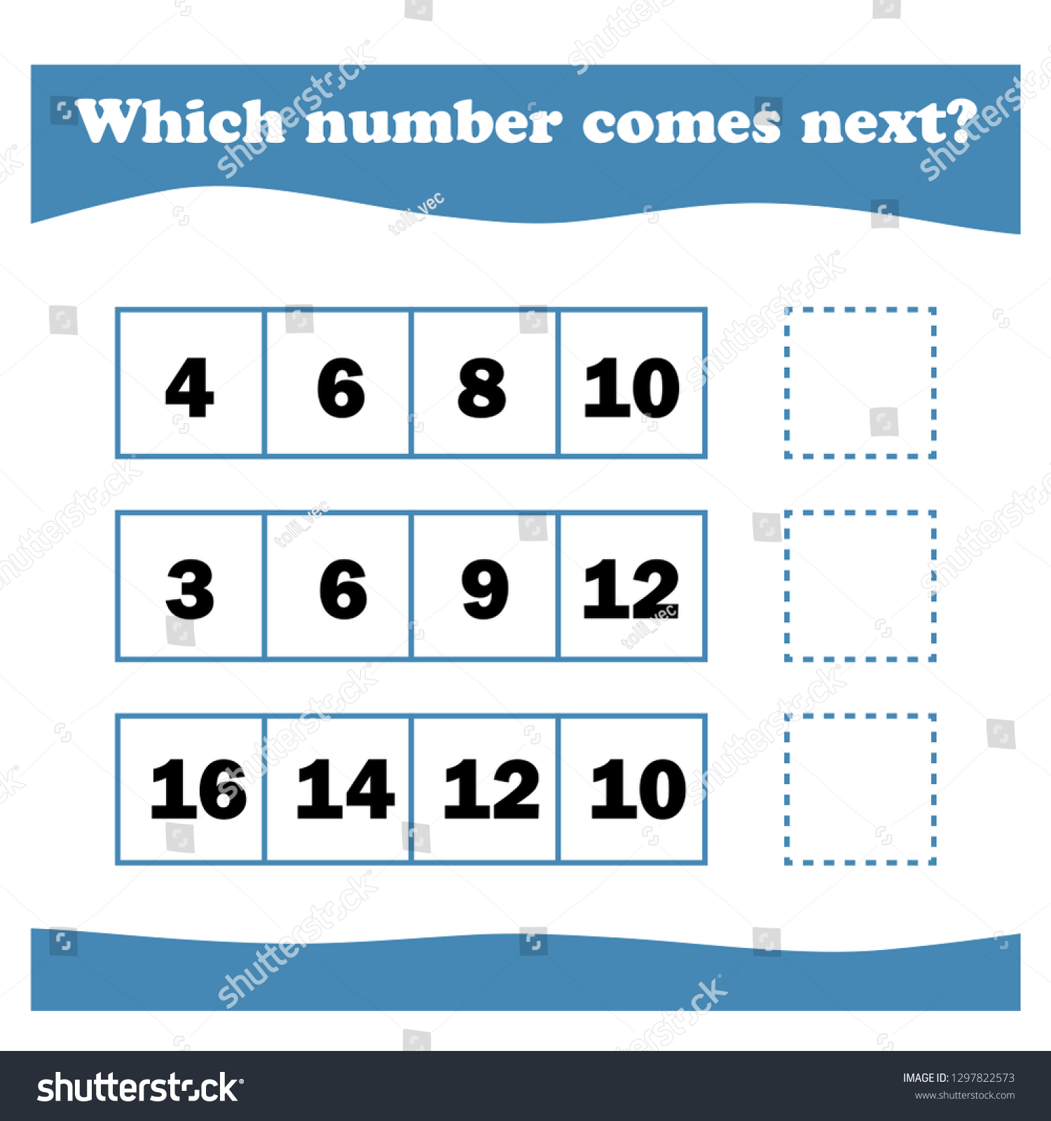 Worksheet Game Kids Write Next Number Stock Vector (Royalty Free ...