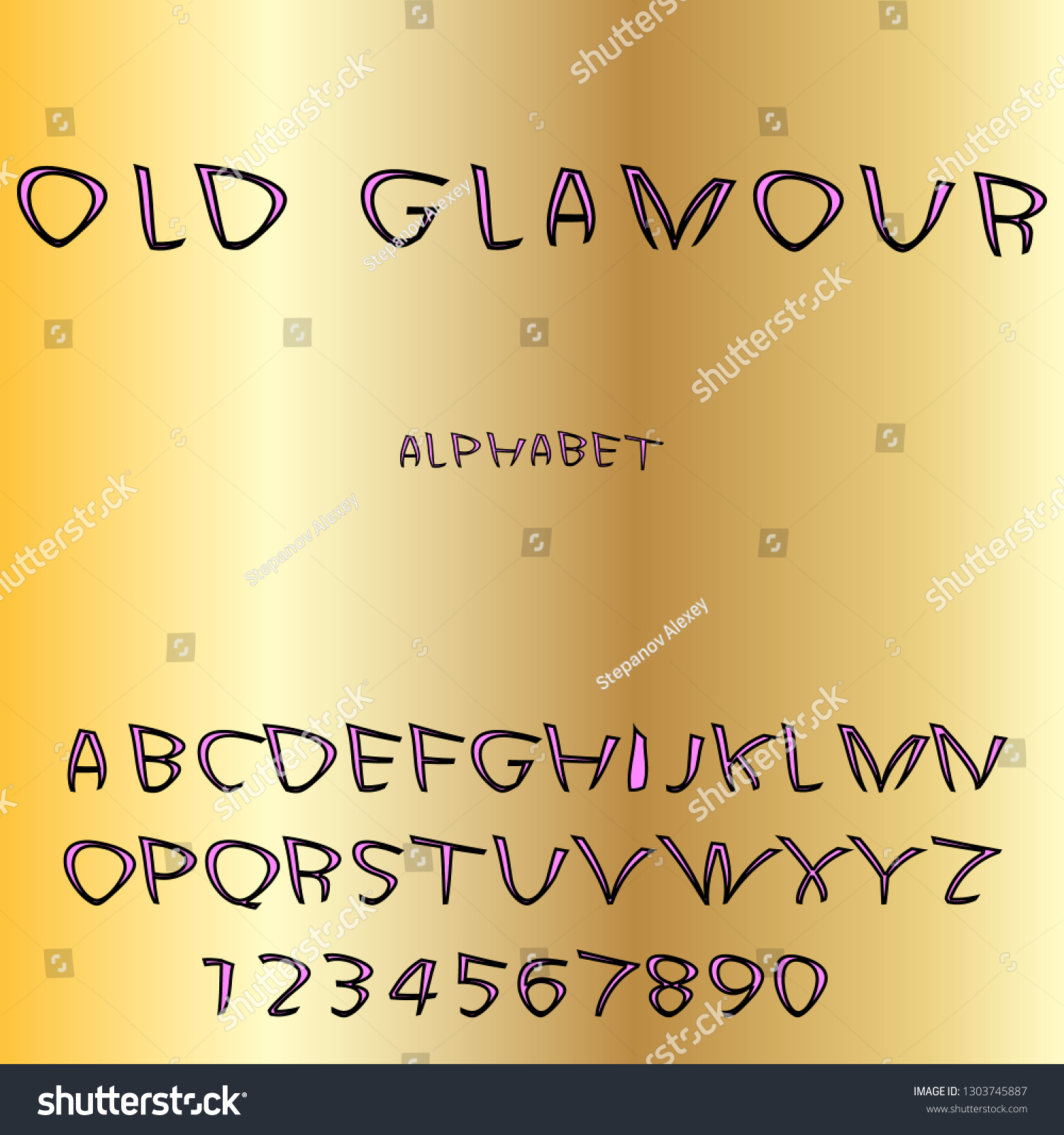 Vector Set Alphabet Letters Numbers Symbols vector de stock (libre de