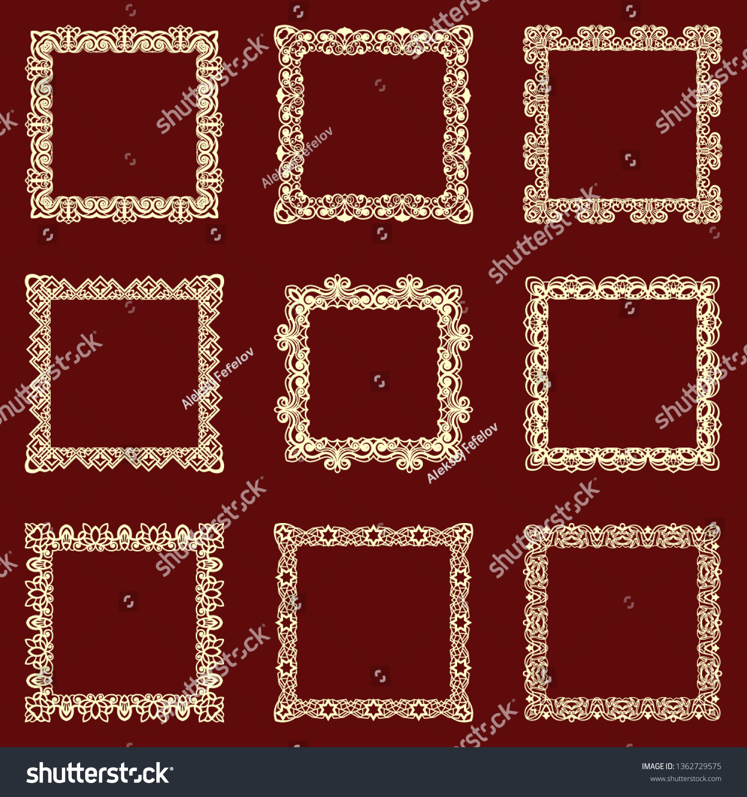 Set Square Vintage Frames Isolated Background Stock Vector (Royalty