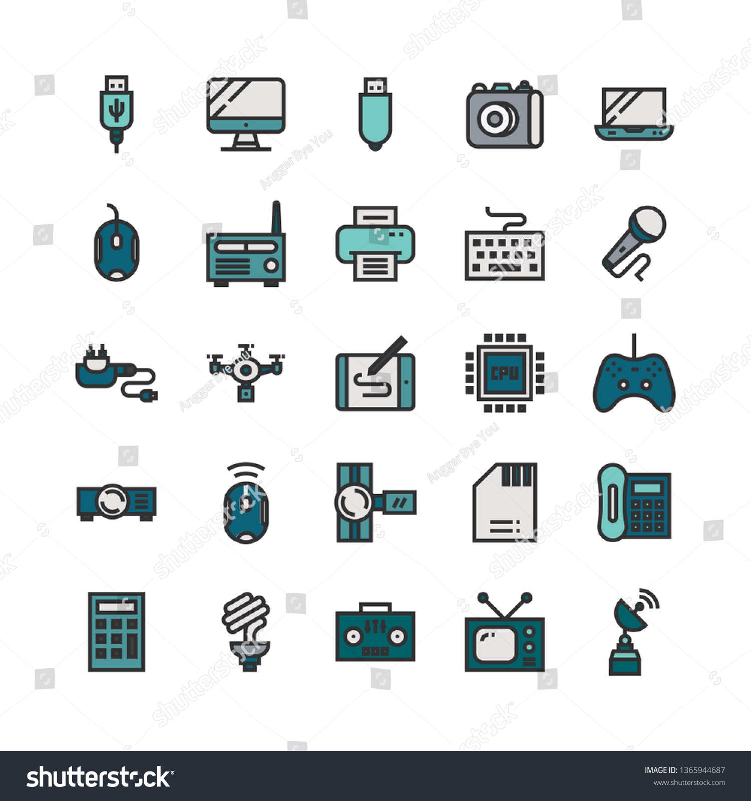Device Icon Set Filled Line Style Stock Vector (Royalty Free) 1365944687 Shutterstock