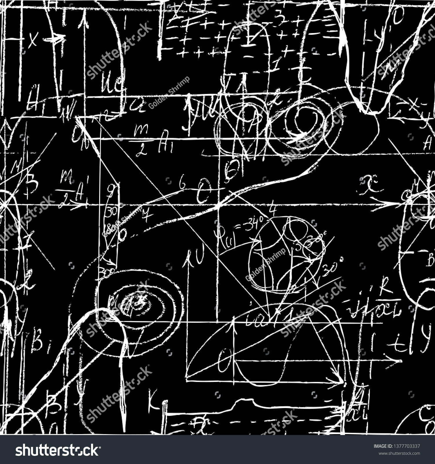Math Geometry Seamless Pattern Handwriting Drawing Stock Vector ...