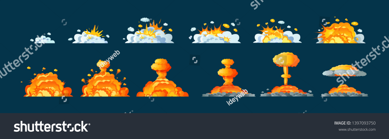 Frame Animation Effect Burning Explosion Divided Stock Vector (Royalty