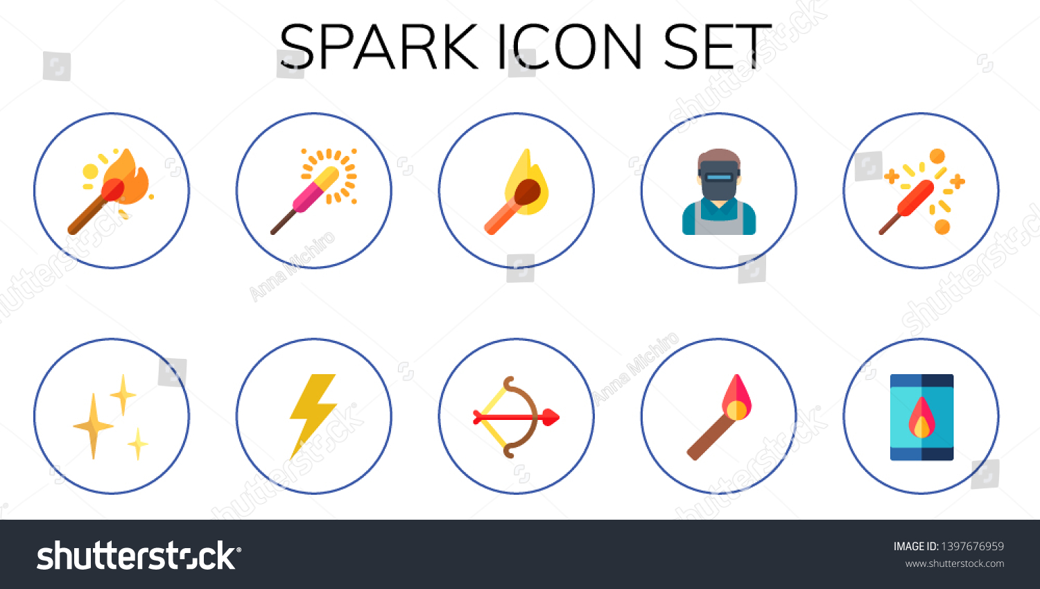 Spark Icon Set 10 Flat Spark Stock Vector (Royalty Free) 1397676959 ...